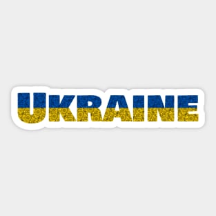 Ukraine Typography in Blue Yellow Sunflowers Sticker